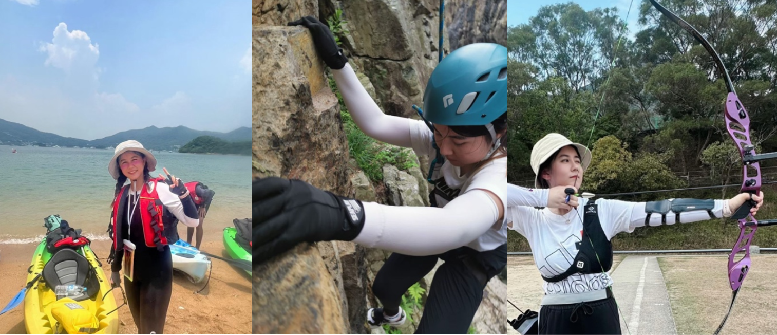 Kathy participating in different outdoor activities.